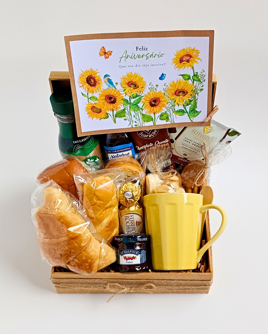 Cesta de Café da Manhã - Tam. M - Girassóis