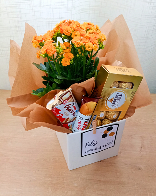 Cesta Chocolate com Flores