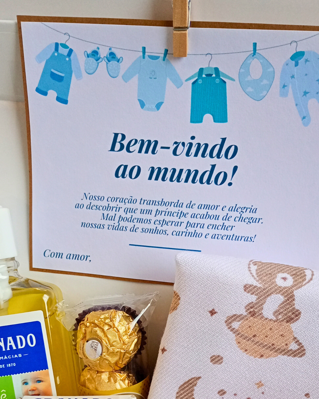 Cesta Maternidade Bem-vindo ao mundo - Azul